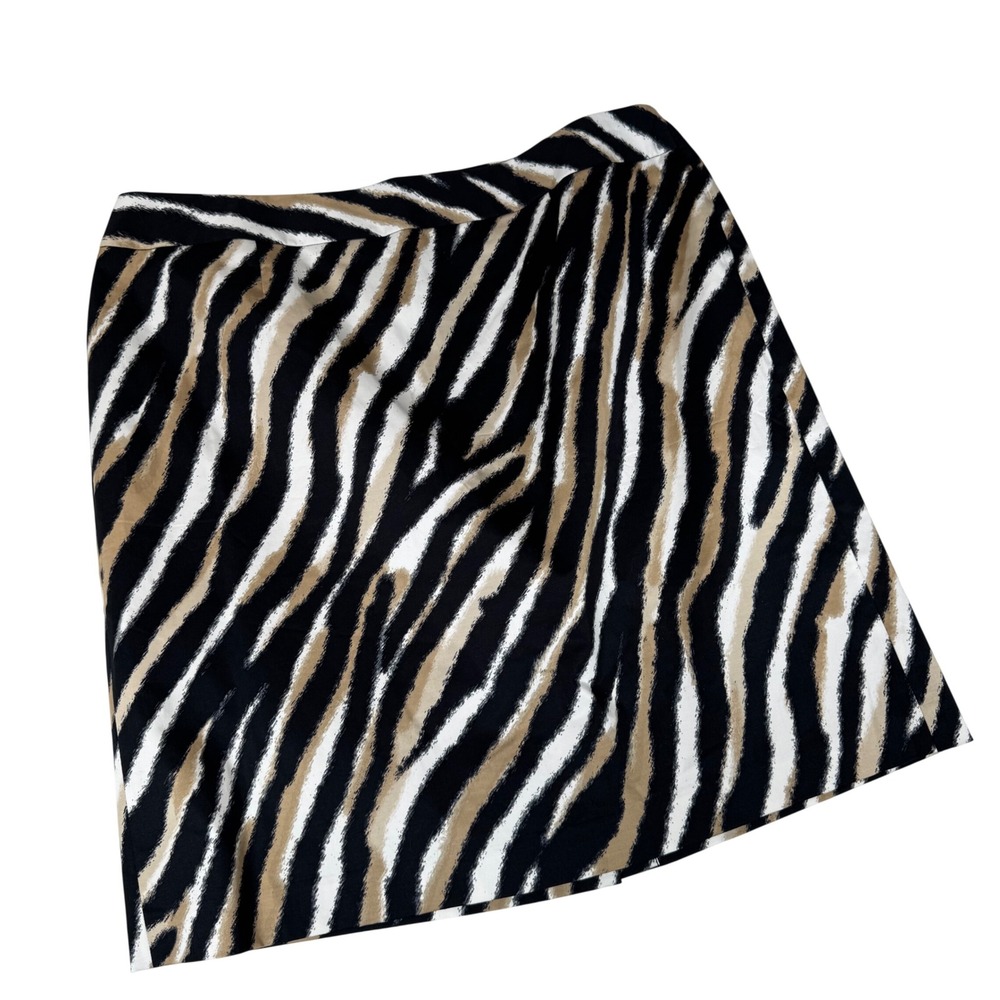 Talbots Pencil Skirt Womens 20W Black Tan Zebra Animal Print Career Mob Wife - Picture 1 of 7